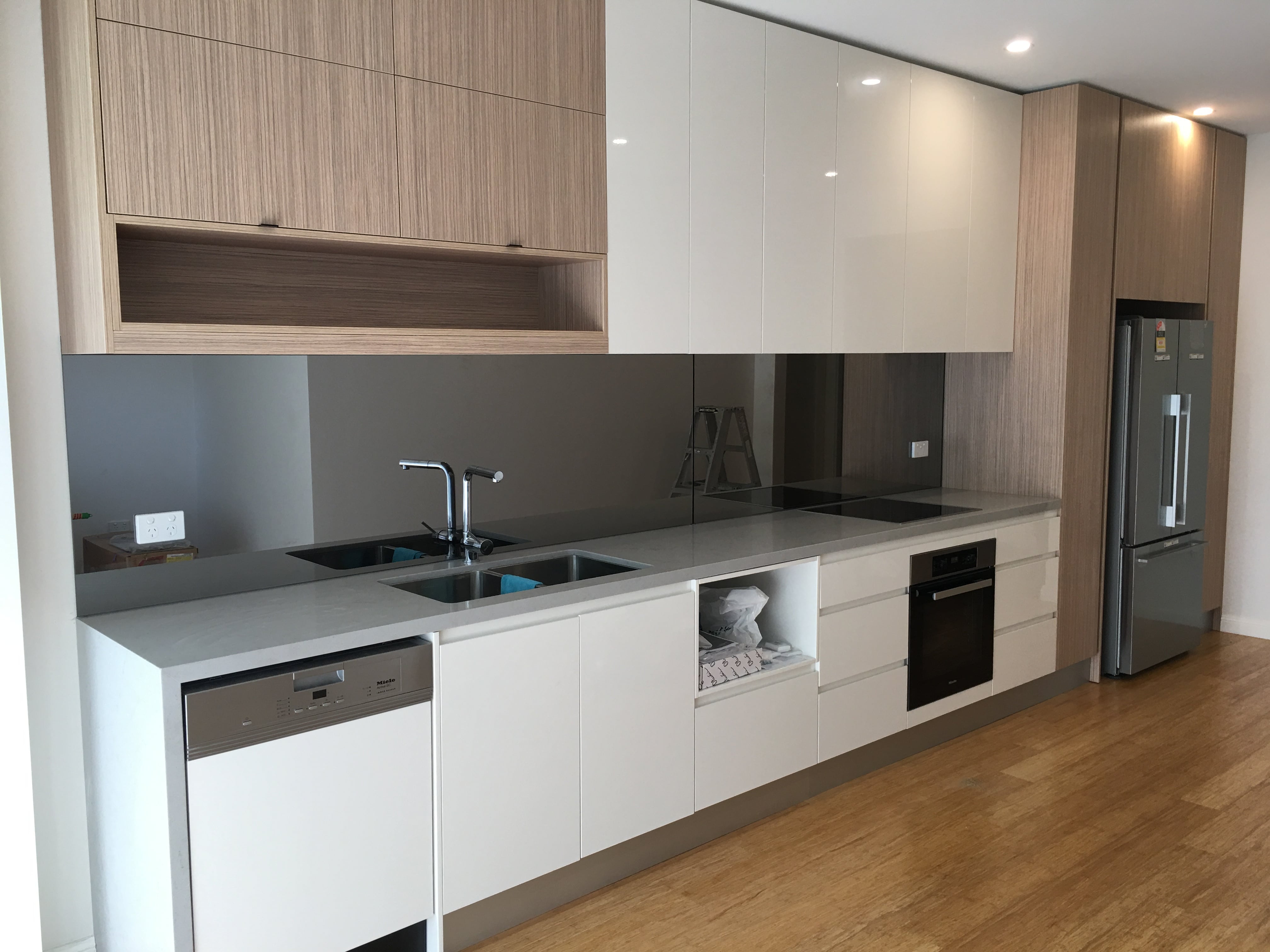 modern kitchen with wall cabinet
